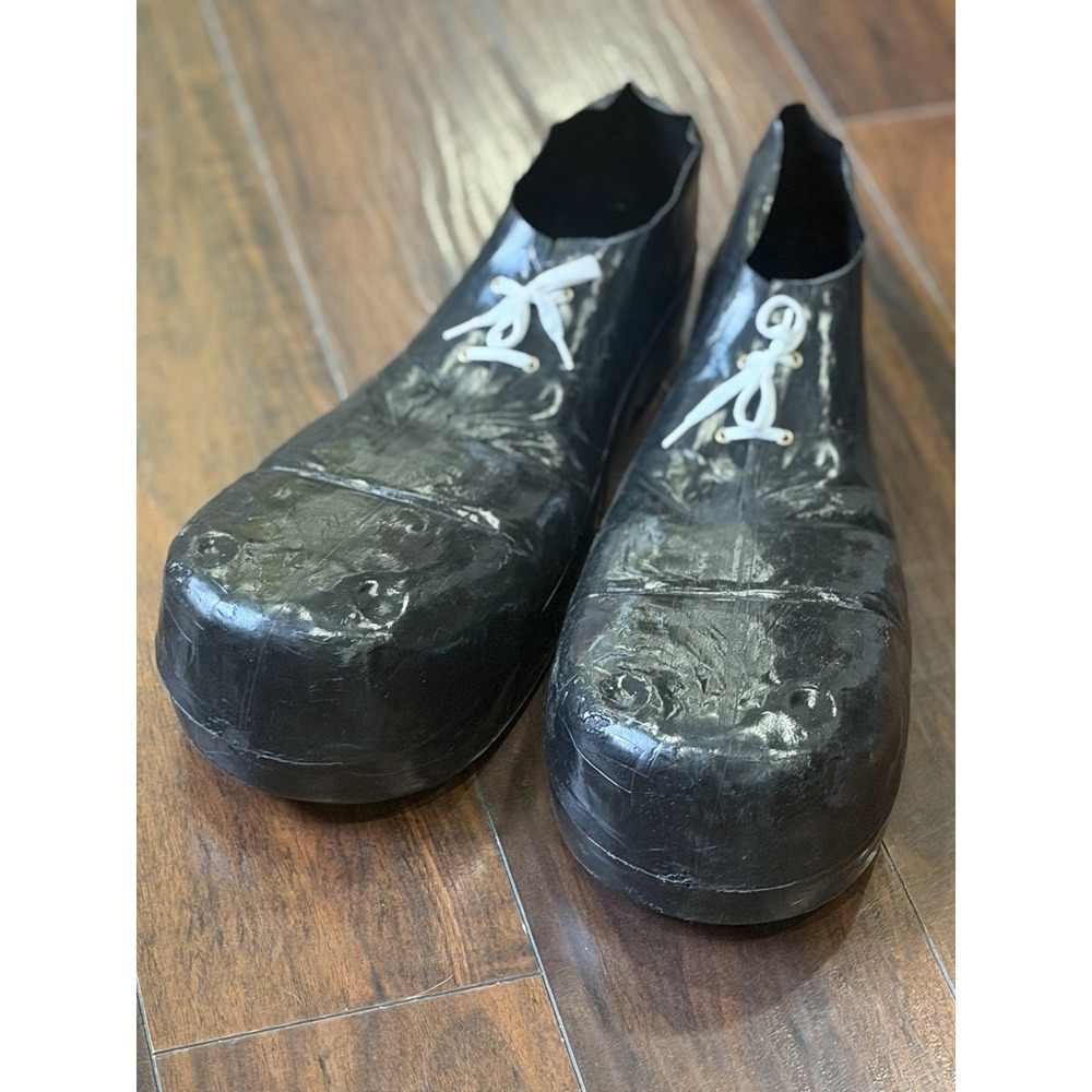 Vintage Clown Giant Oversized Shoes Adult Black Plastic Pierre Style Unmarked